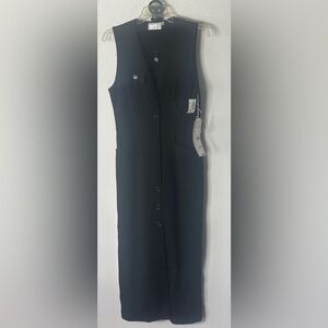 Vintage  Ann Tjian Kenar Sleeveless Button Front Dress 100%wool Size SP NWT